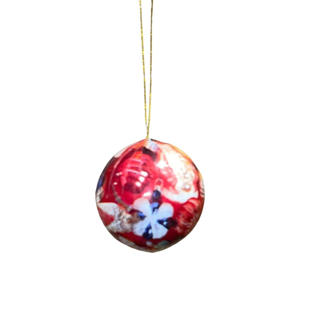 Vintage Decoupage Christmas Tree Ornaments Box Set Of 9 Large Ball Ornaments EUC - Picture 6 of 10